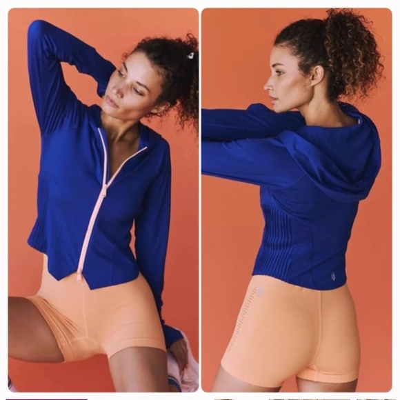 Free People FP Movement Playin for Keeps Track Jacket Women XS Blue Full Zip NWT - Picture 1 of 16